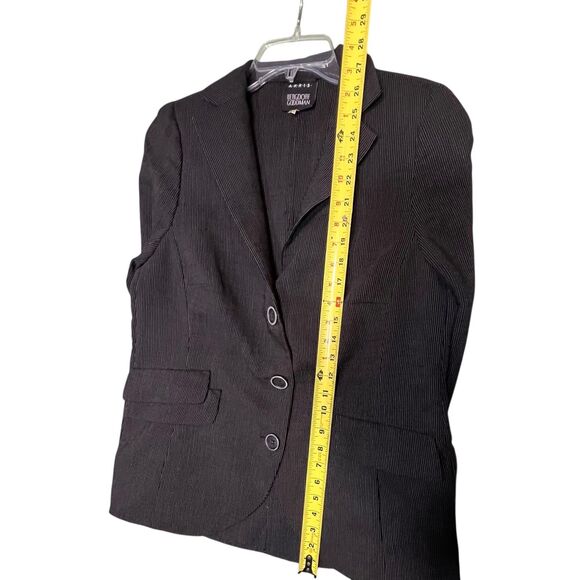 Akris Bergdorf Goodman Pantsuit Womens 12 Gray Pinstripe Suit Blazer Pants - Picture 8 of 15